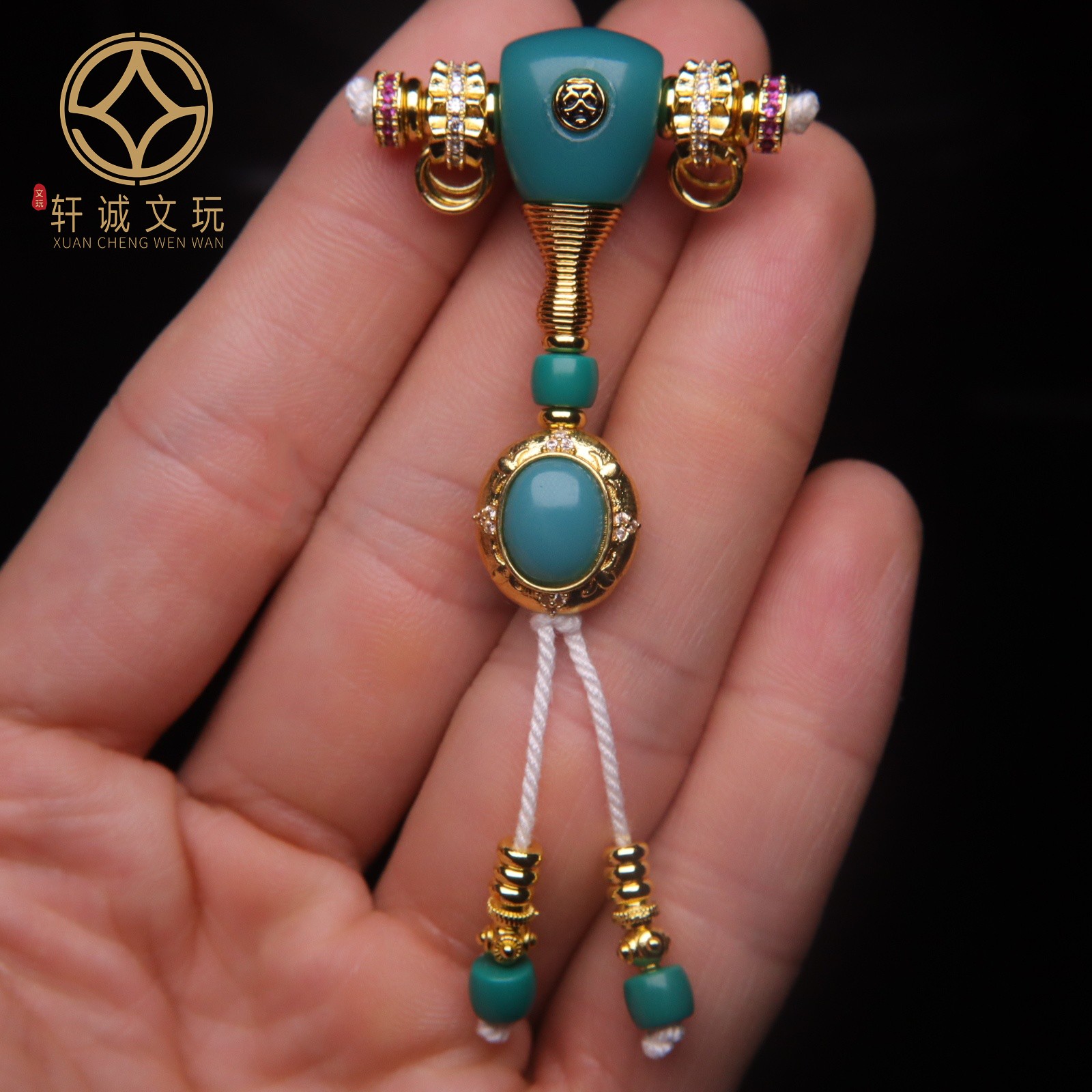 天然雪巴玉化琉璃古法金三通套装组合佛头菩提108长串配饰配件饰