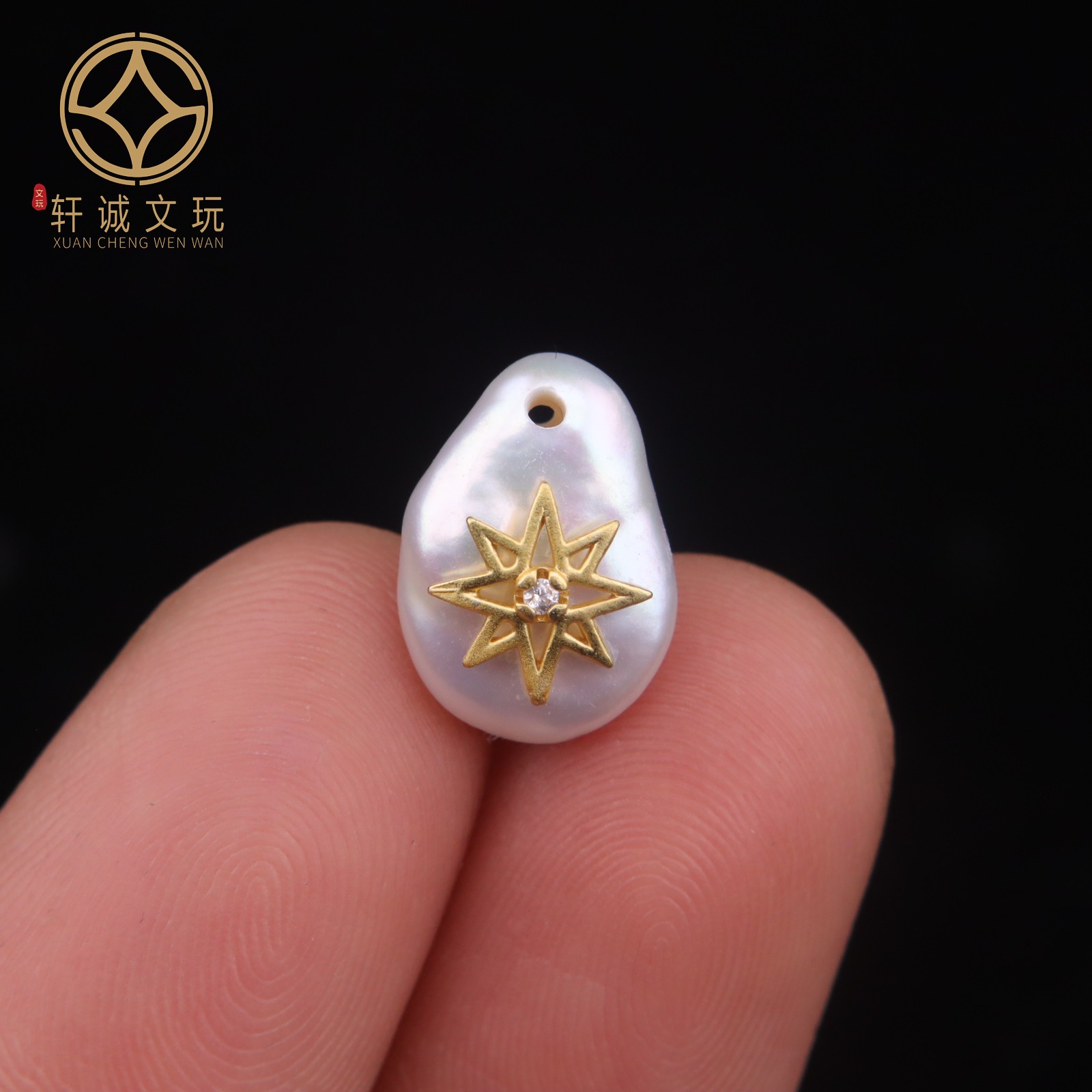 原创珍珠古法金水滴隔片卡子隔珠桶珠diy文玩散珠配饰配珠吊坠