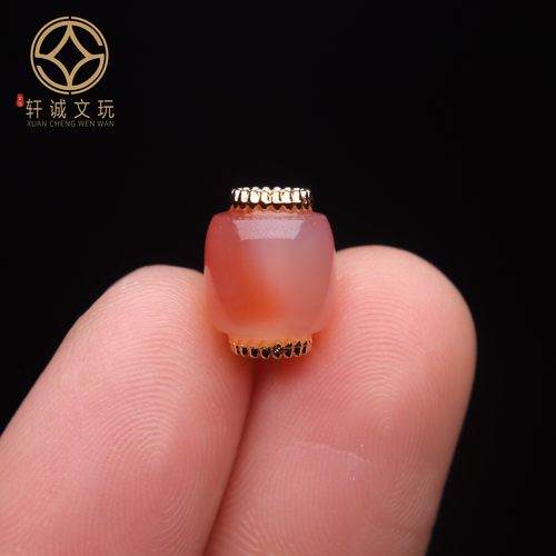古法金镶嵌桶珠南红粉玛瑙鼓珠散珠DIY配饰手串手链吊坠108配珠