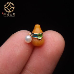 天然S925银镀金蜜蜡老蜡葫芦桶珠桶珠珠散珠DIY手串手链配饰配件