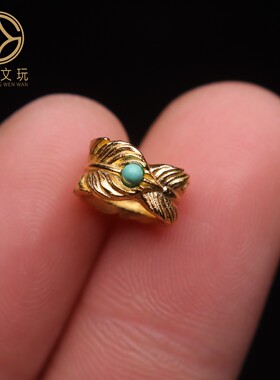 原创足银925银镀金羽毛扣跑环隔片隔珠手串手链diy文玩配珠配饰