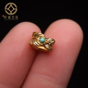 原创足银925银镀金羽毛扣跑环隔片隔珠手串手链diy文玩配珠配饰