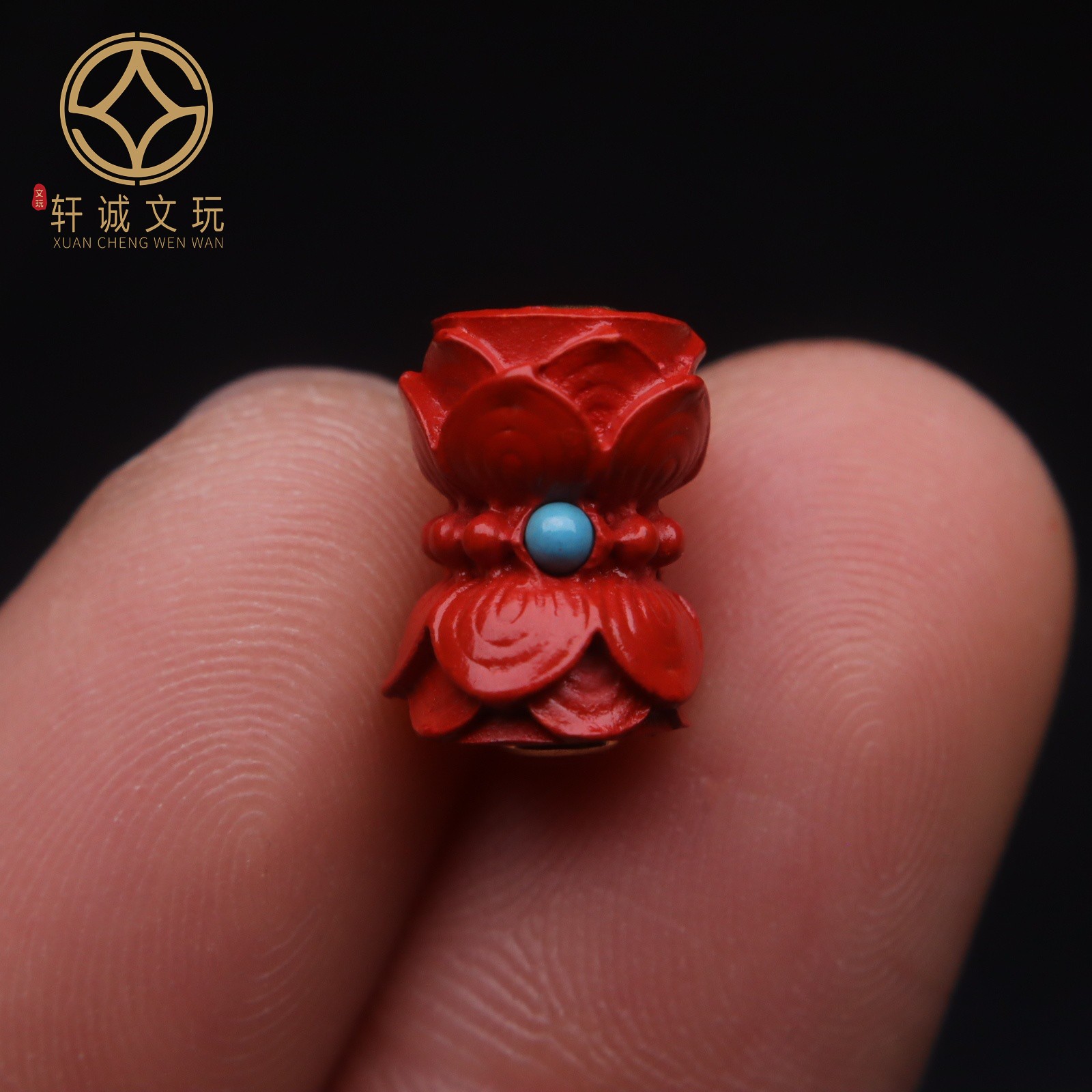 天然保真朱砂镶嵌双层莲花帝王砂配饰配件红色手链手串原创饰品