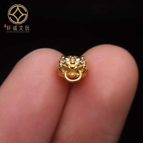 原创足银925银镀金兽貔貅跑环隔片隔珠手串手链diy文玩配珠配饰