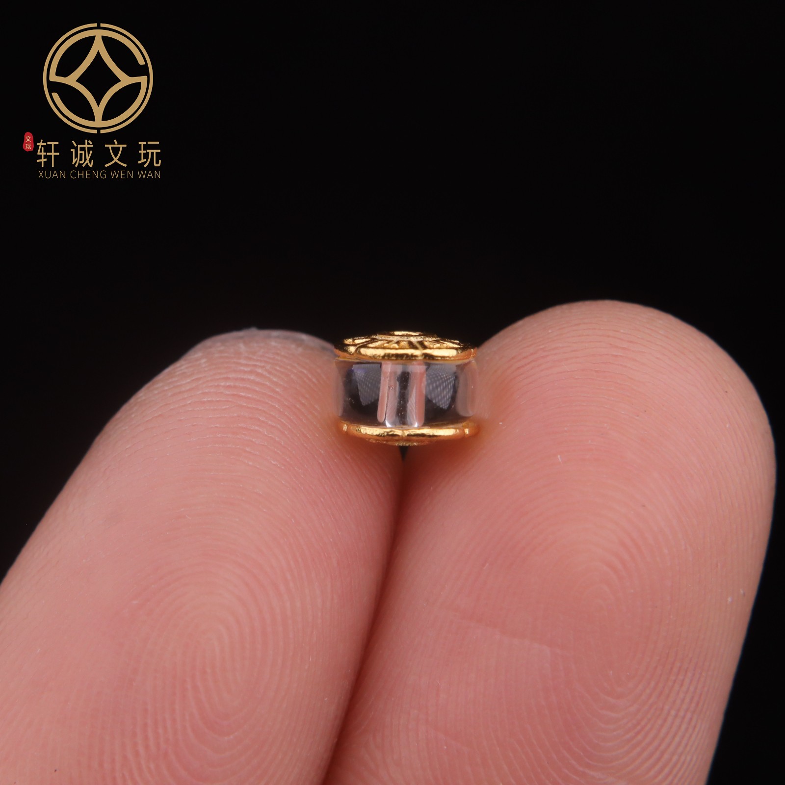 S925纯银镀金镶嵌白水晶光面桶珠隔珠配件配珠手串手链108配饰