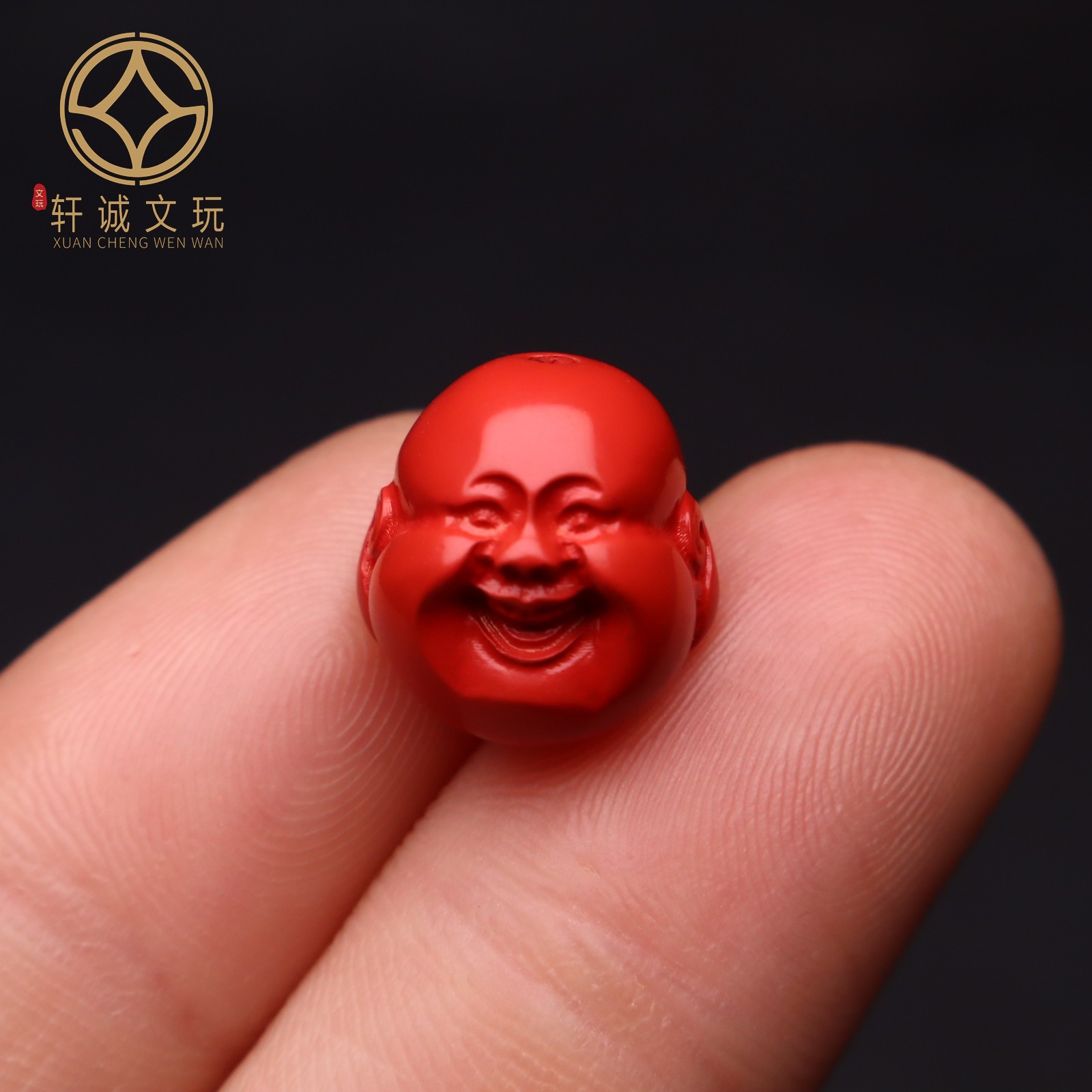 保真天然帝王紫金朱砂弥勒佛佛头单珠DIY手工招财转运保平安配饰