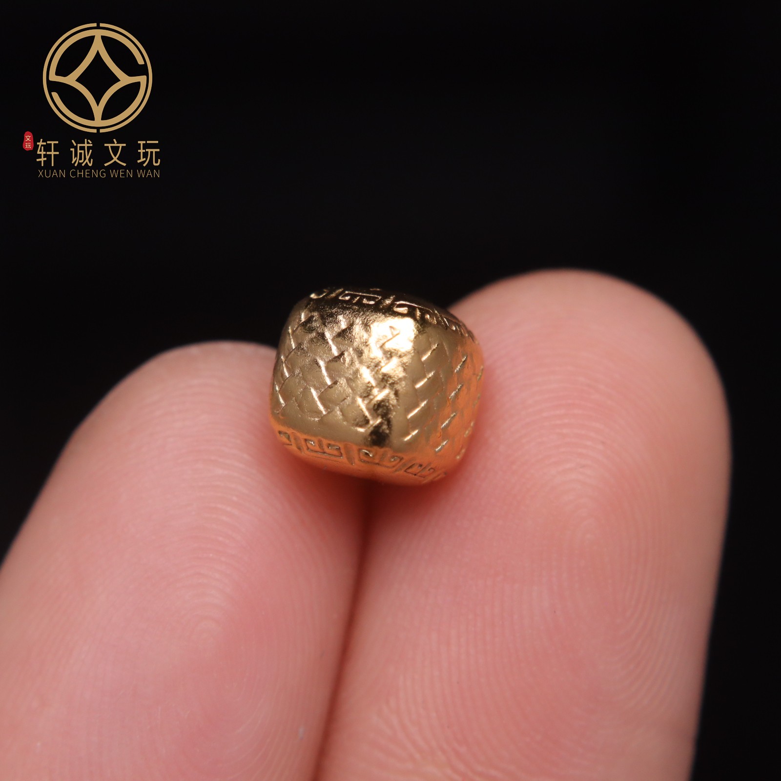 原创925银镀金方珠龙纹老型桶珠腰珠隔珠手工串珠编绳diy文玩配饰