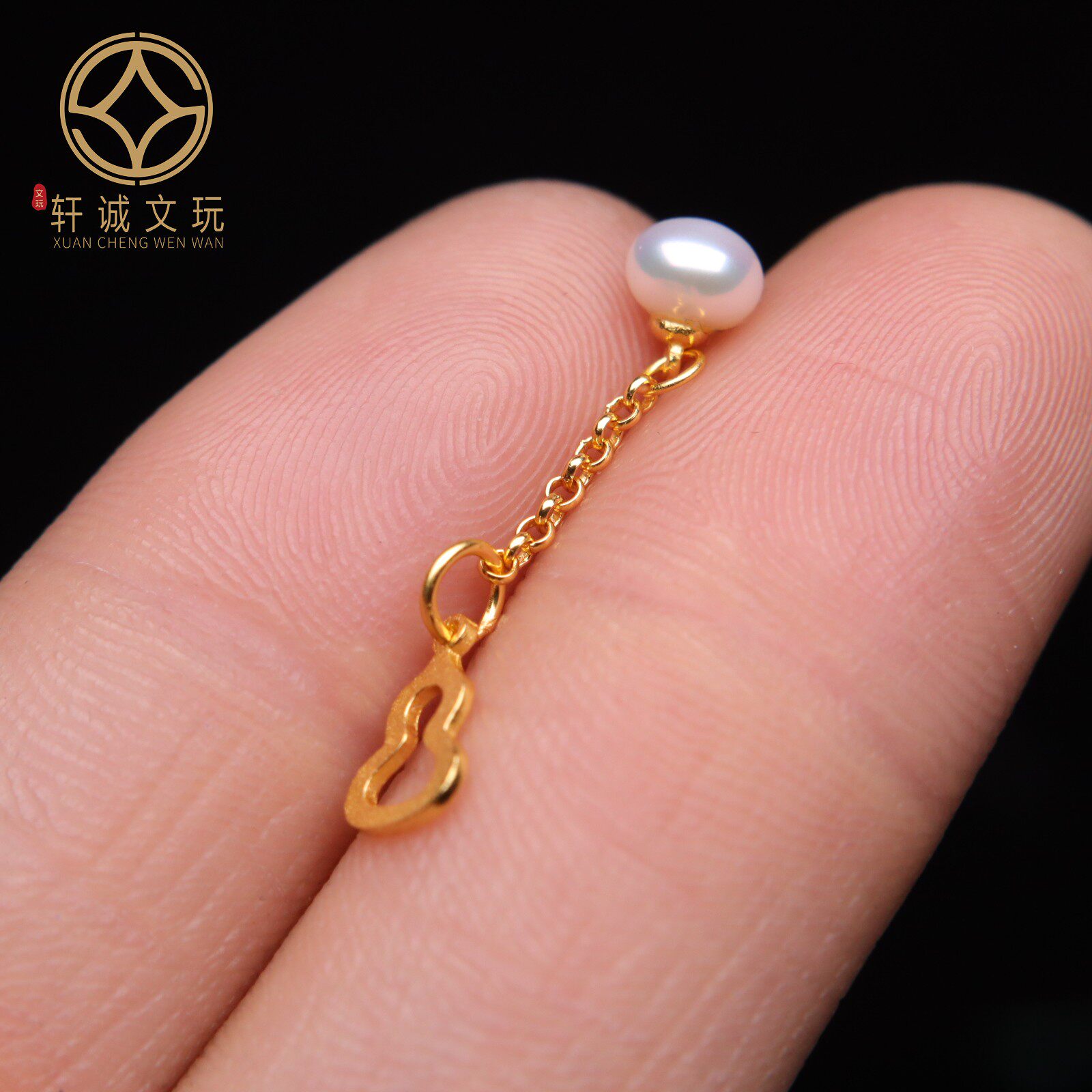 原创S925纯银镀金镶嵌珍珠葫芦桶珠隔珠配件配珠配饰桶珠饰品