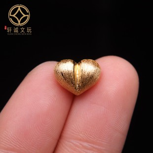 原创925银镀金屁桃心爱心桶珠腰珠隔珠手工串珠编绳diy文玩配饰