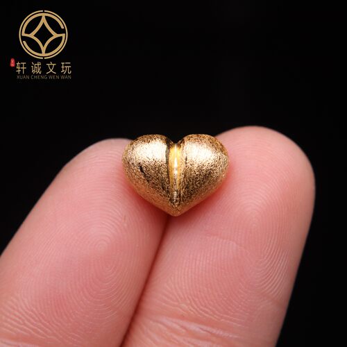 原创925银镀金屁桃心爱心桶珠腰珠隔珠手工串珠编绳diy文玩配饰