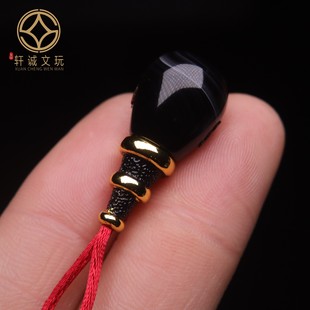 天然黑玛瑙古法金三通佛头星月金刚菩提108长串配饰配件文玩饰品