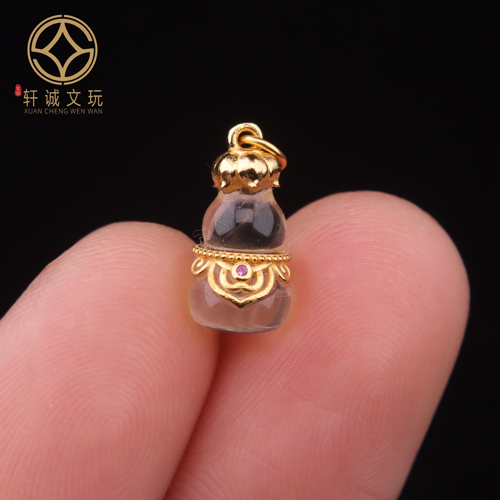 7MM葫芦挂件S925纯银镀金吊坠白水晶福禄寿配珠桶珠手串手链配件