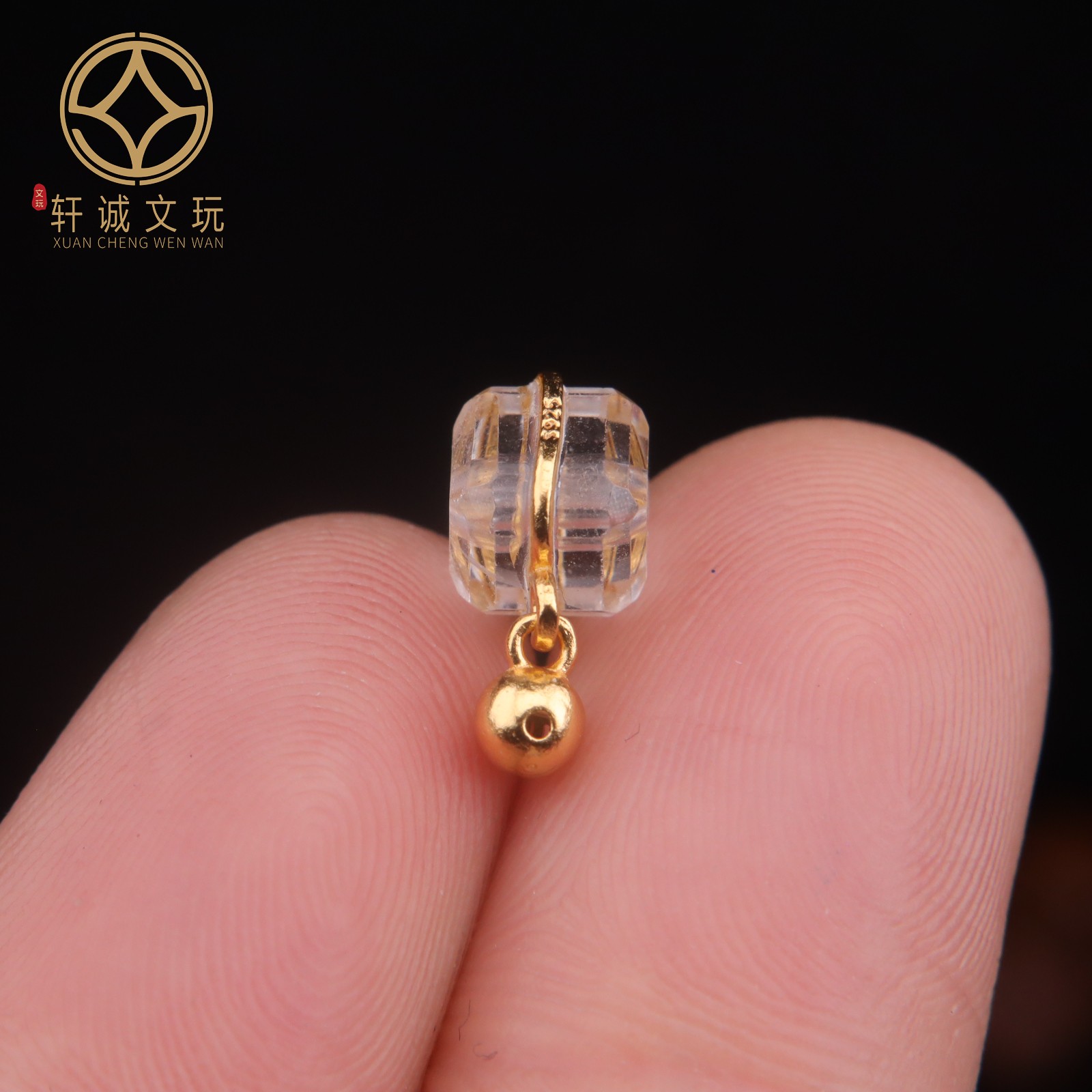 原创S925纯银镀金镶嵌白水晶切面方糖桶珠隔珠配件配珠手串配饰