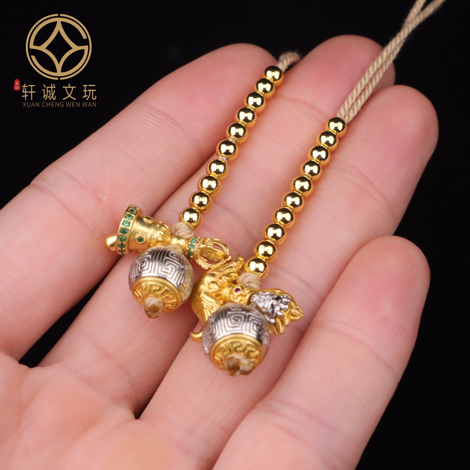 4MM古法金老铜弟子珠套装组合佛头金刚菩提108长串配饰配珠流苏