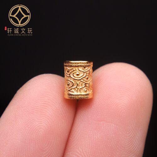 原创足银镀金云纹祥云桶珠顶腰珠隔珠手串手工串珠diy文玩配饰珠