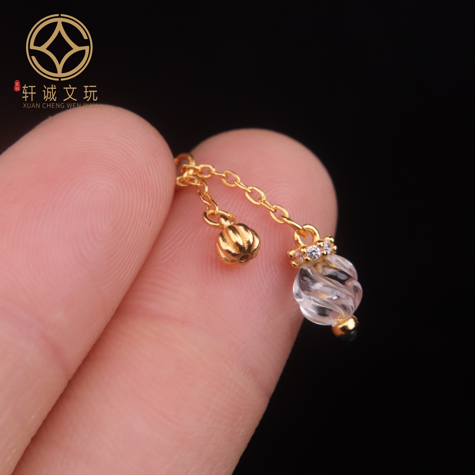 古法金银镀金配件切面瓜珠天然水晶隔珠散珠DIY文玩配珠吊坠挂件
