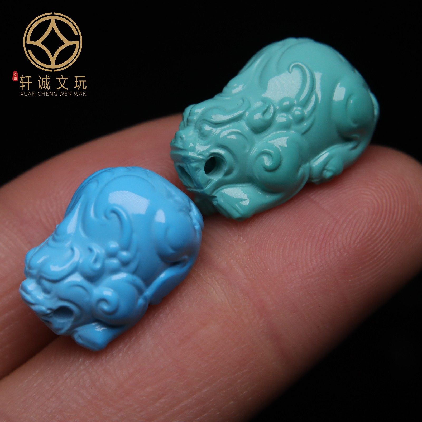 优化高瓷绿松石貔貅把件吊坠挂件蒙松散珠手串手持108diy配饰配珠