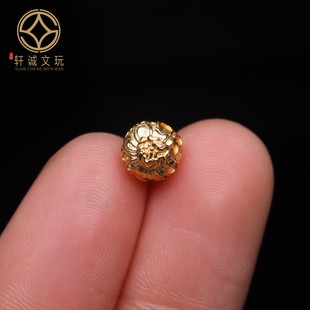 原创925银镀金牡丹莲花莲子圆珠腰珠隔珠手工串珠diy文玩配饰珠