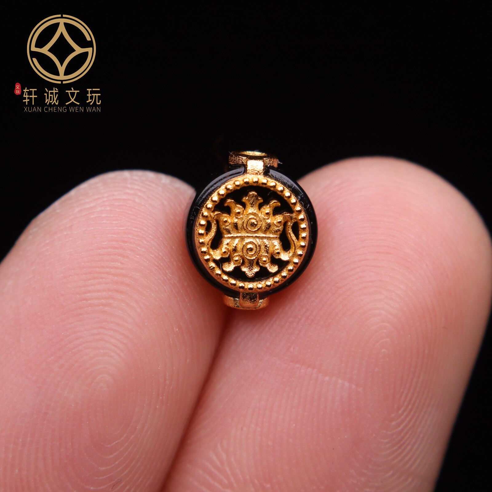 原创银镀金天然黑曜石金刚杵背云桶珠菩提108长串配饰配件饰品