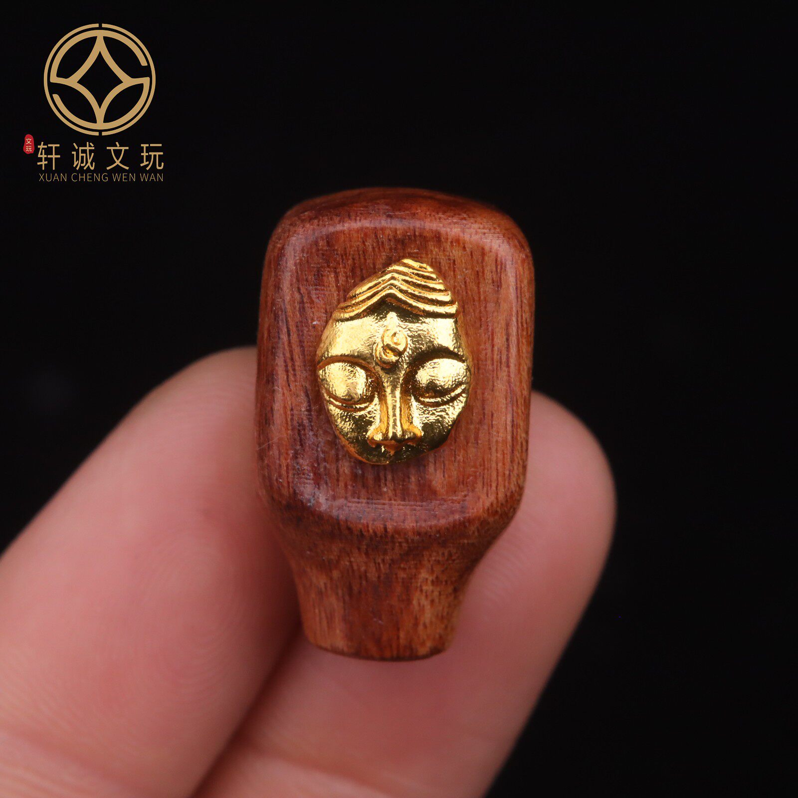 古法金配件天然沉香木镶嵌观音三通佛头散珠DIY文玩手串配饰配件