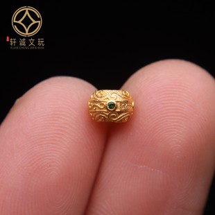 原创纯银925镀金镶嵌红绿钻隔片垫片隔珠长串手工串珠diy文玩配饰