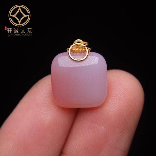 S925纯银镀金镶嵌粉玛瑙无事牌吊坠牌子配珠桶珠手串手链diy配件