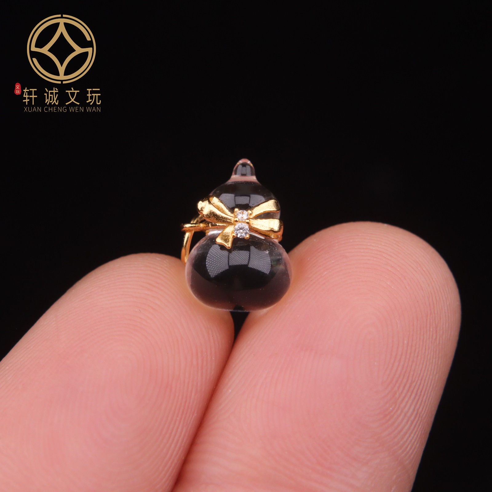 8.2MM白水晶葫芦吊坠S925纯银镀金五条六字真言配珠桶珠手串配件