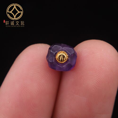 8.2MM紫水晶镶嵌桶珠天然散珠珠子DIY文玩配饰配件文玩单珠配珠