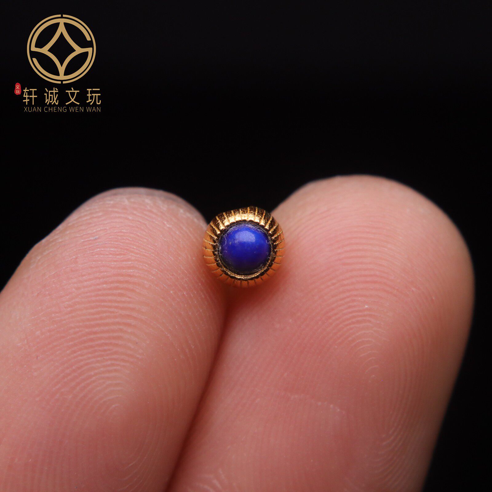 原创足银925青金石圆珠顶腰珠隔珠菩提手串手工串珠diy文玩配饰