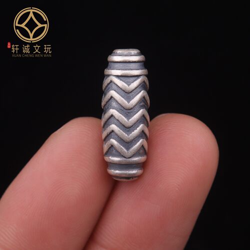 8.2MM水波水纹桶珠999足银老型diy配件文玩配饰转运单珠散珠配珠