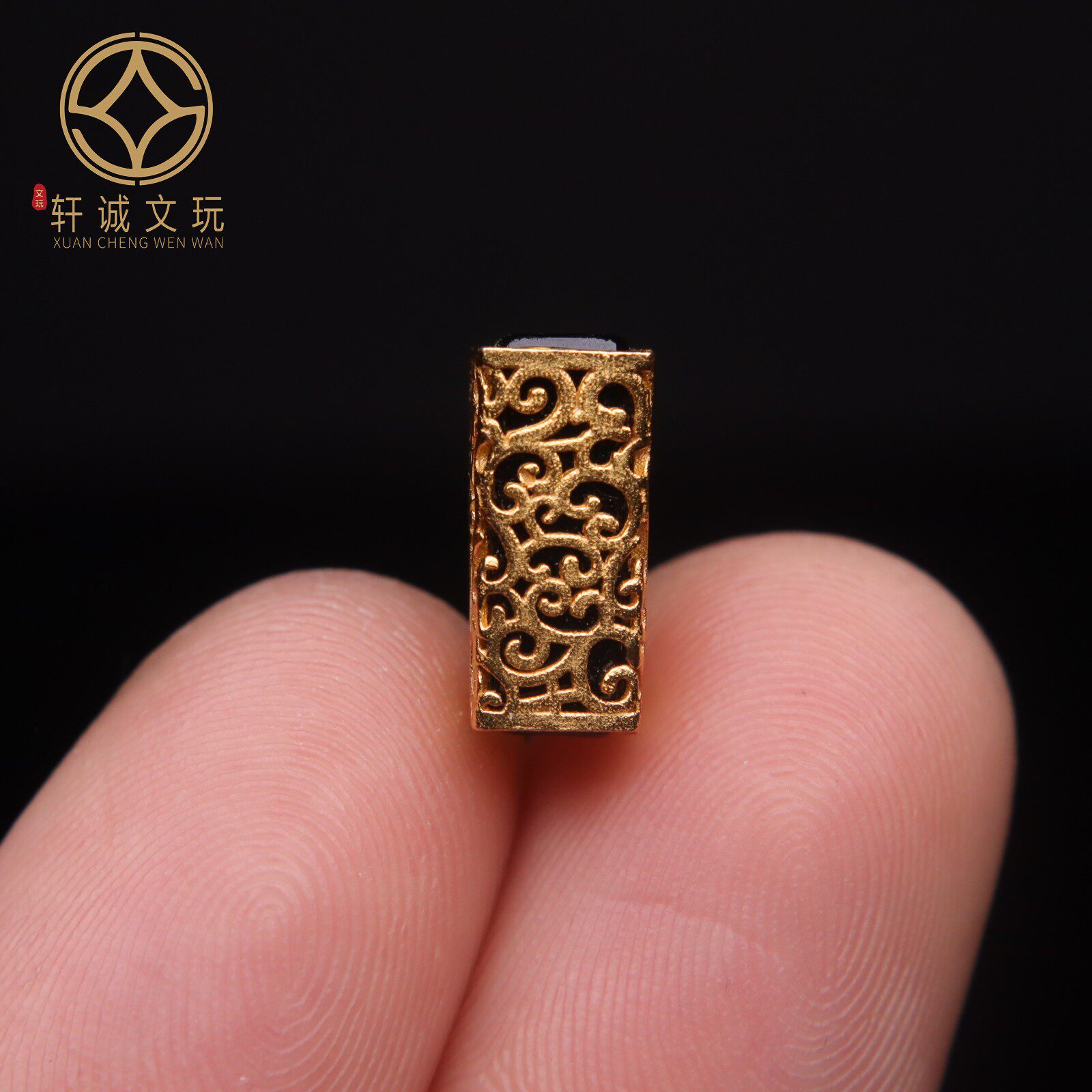 原创银镀金天然黑曜石回纹桶珠108长串配饰手串手链配件配珠
