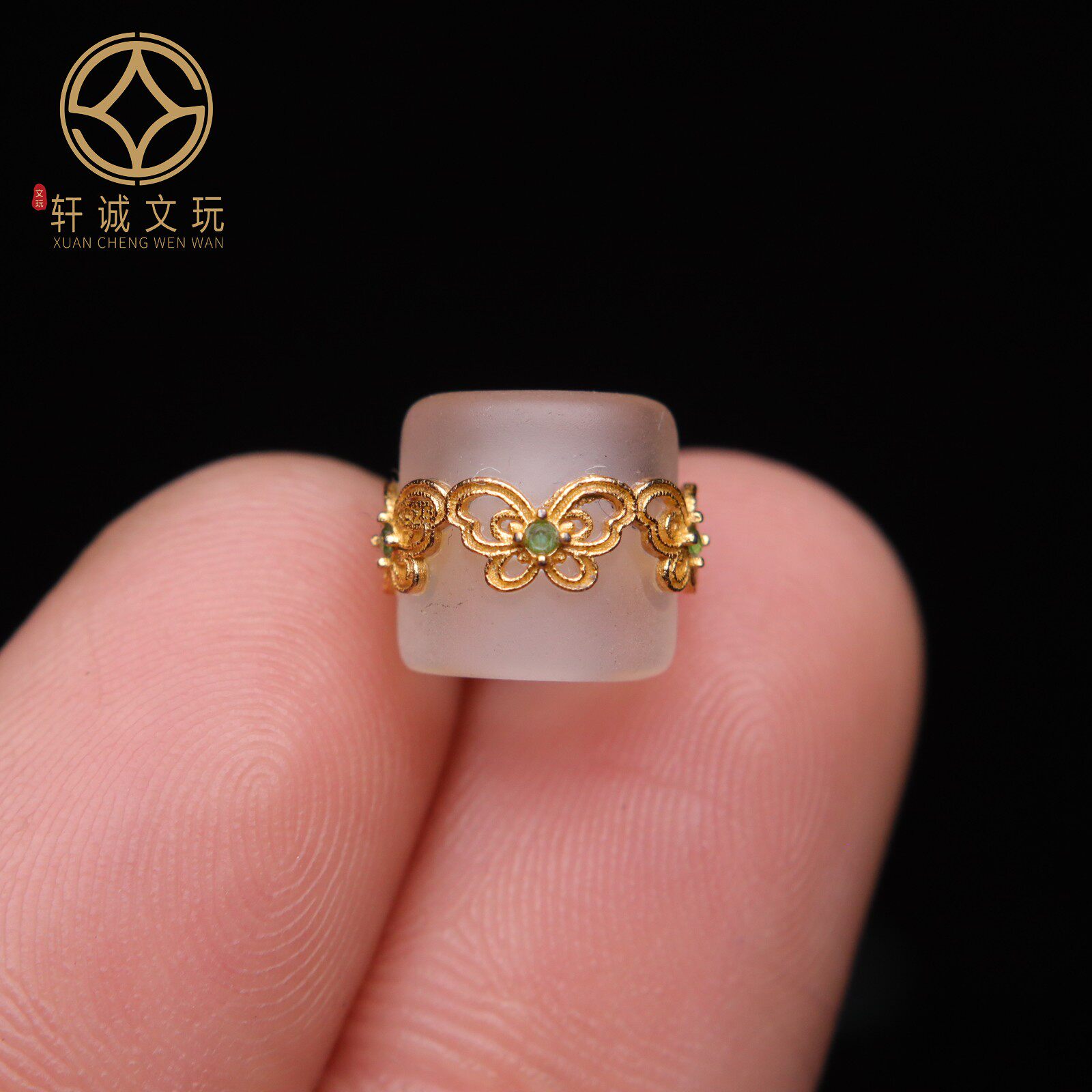 原创925银镀金大孔磨砂水晶桶珠散珠DIY配饰配件文玩手串手链配珠