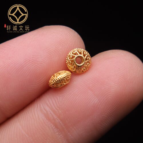 原创纯银925镀金镂空飞碟隔片垫片隔珠长串手工串珠diy文玩配饰