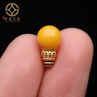 原创925蜜蜡圆珠三通佛头手串长串diy文玩散珠手链配珠配饰配件