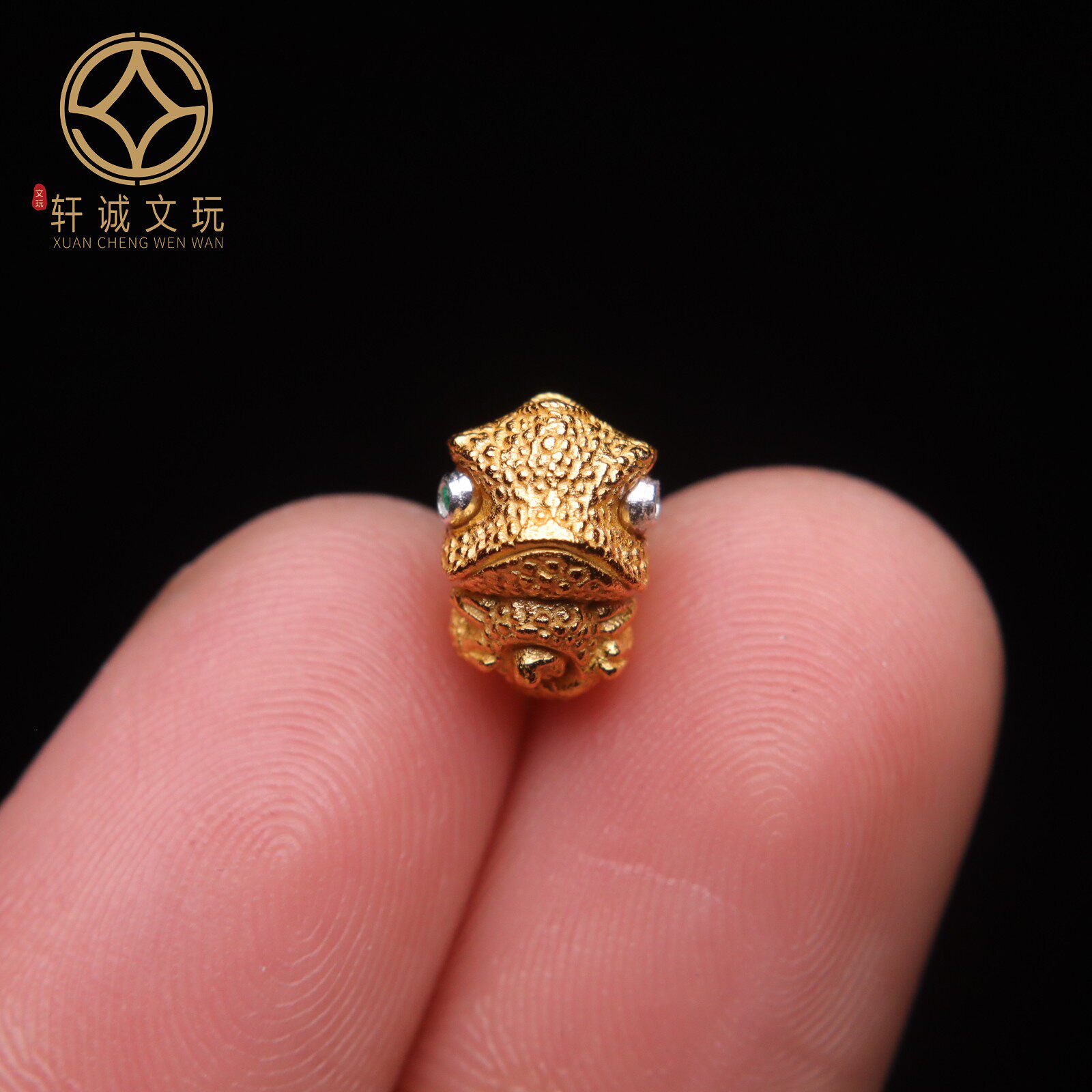 原创925银镀金蜥蜴变色龙圆珠腰珠隔珠手工串珠diy文玩配饰配珠