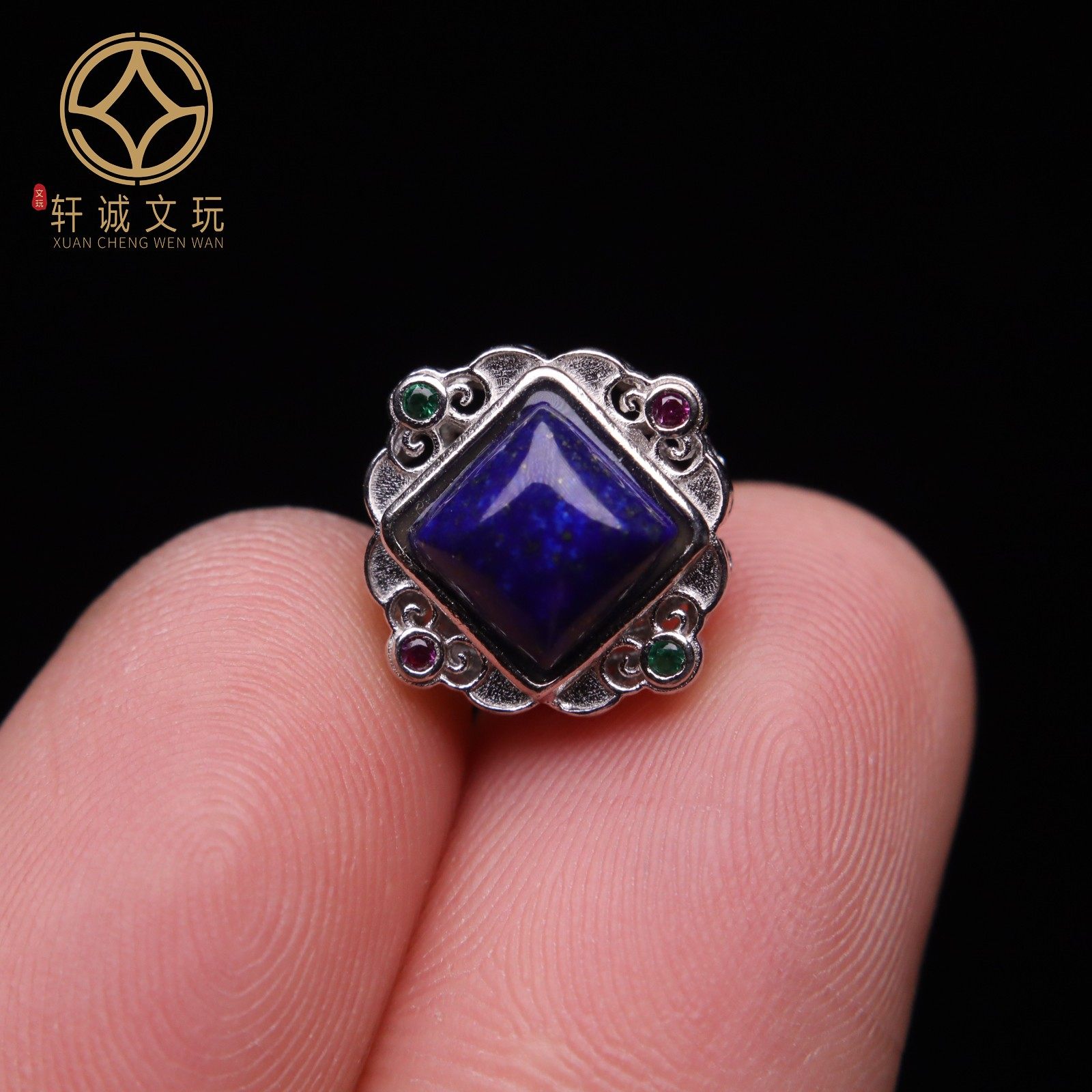 原创S925银天然青金石隔珠背云星月金刚菩提108长串配饰手串配件