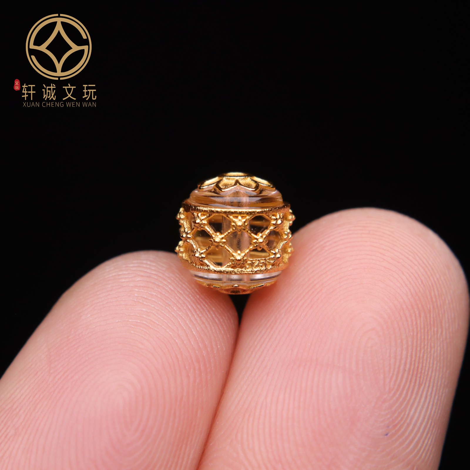 原创925银镀金水晶莲花桶珠手工串珠编绳diy文玩手串手链配饰配珠