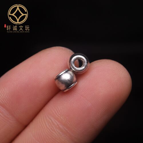 原创足银999大孔老型桶珠顶腰珠隔珠手串手工串珠编绳diy文玩配饰