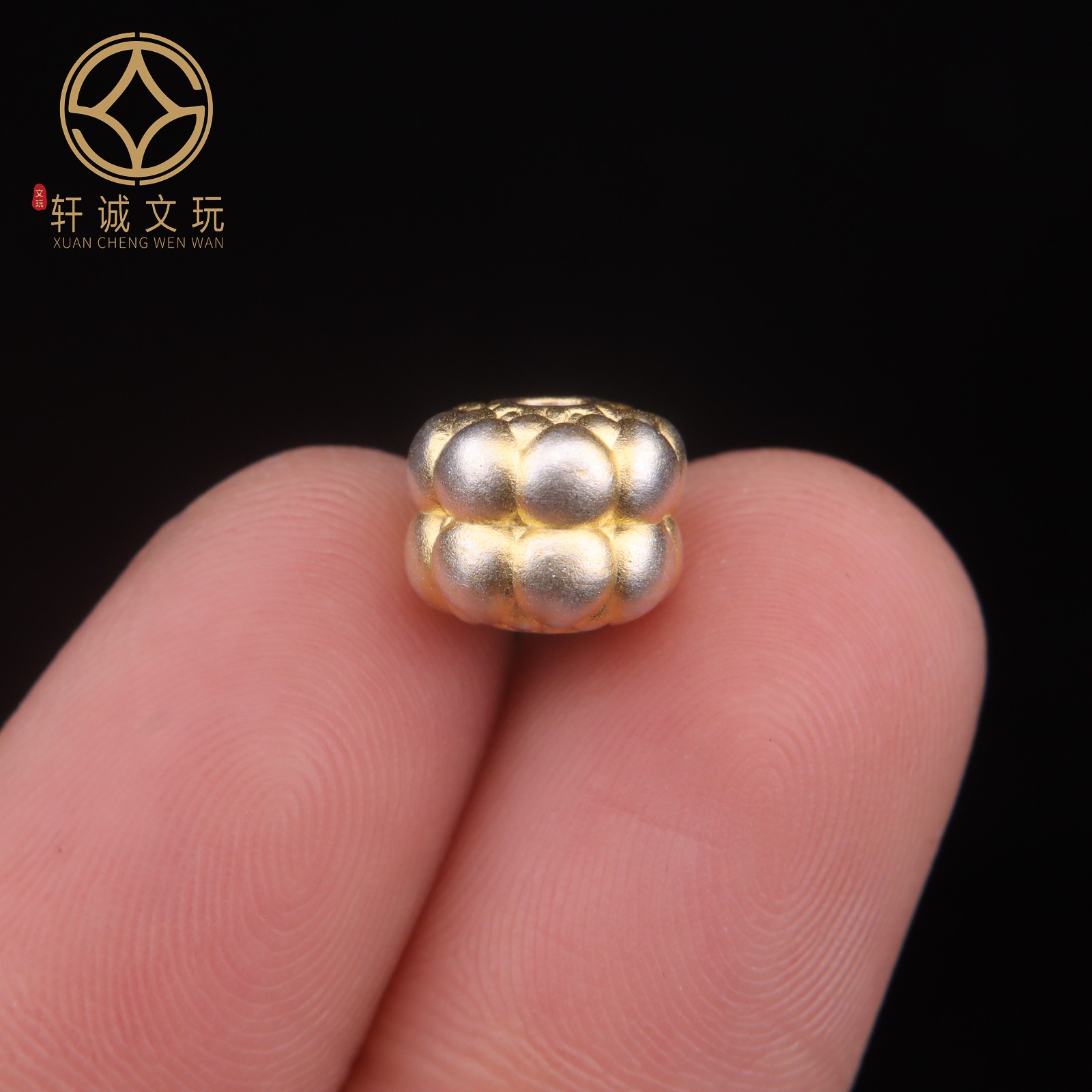 纯银999莲花莲子大孔描金桶珠隔珠手串手链diy文玩配饰配件配珠