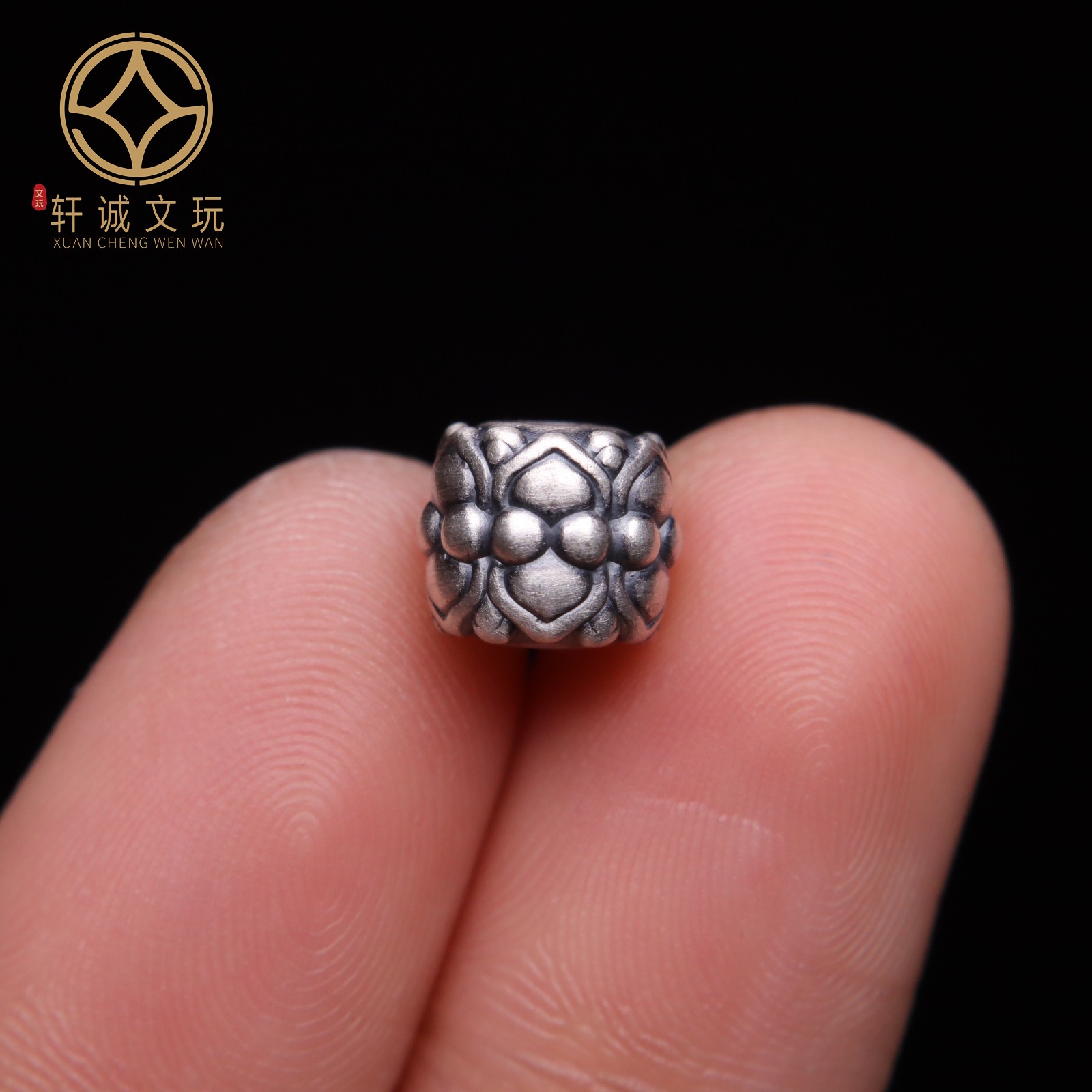 原创足银999莲花桶珠顶腰珠隔珠手串手工串珠编绳diy文玩手链配饰