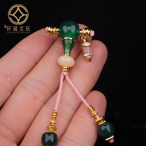 天然绿玛瑙南红古法金三通套装组合佛头金刚菩提108长串配饰配件
