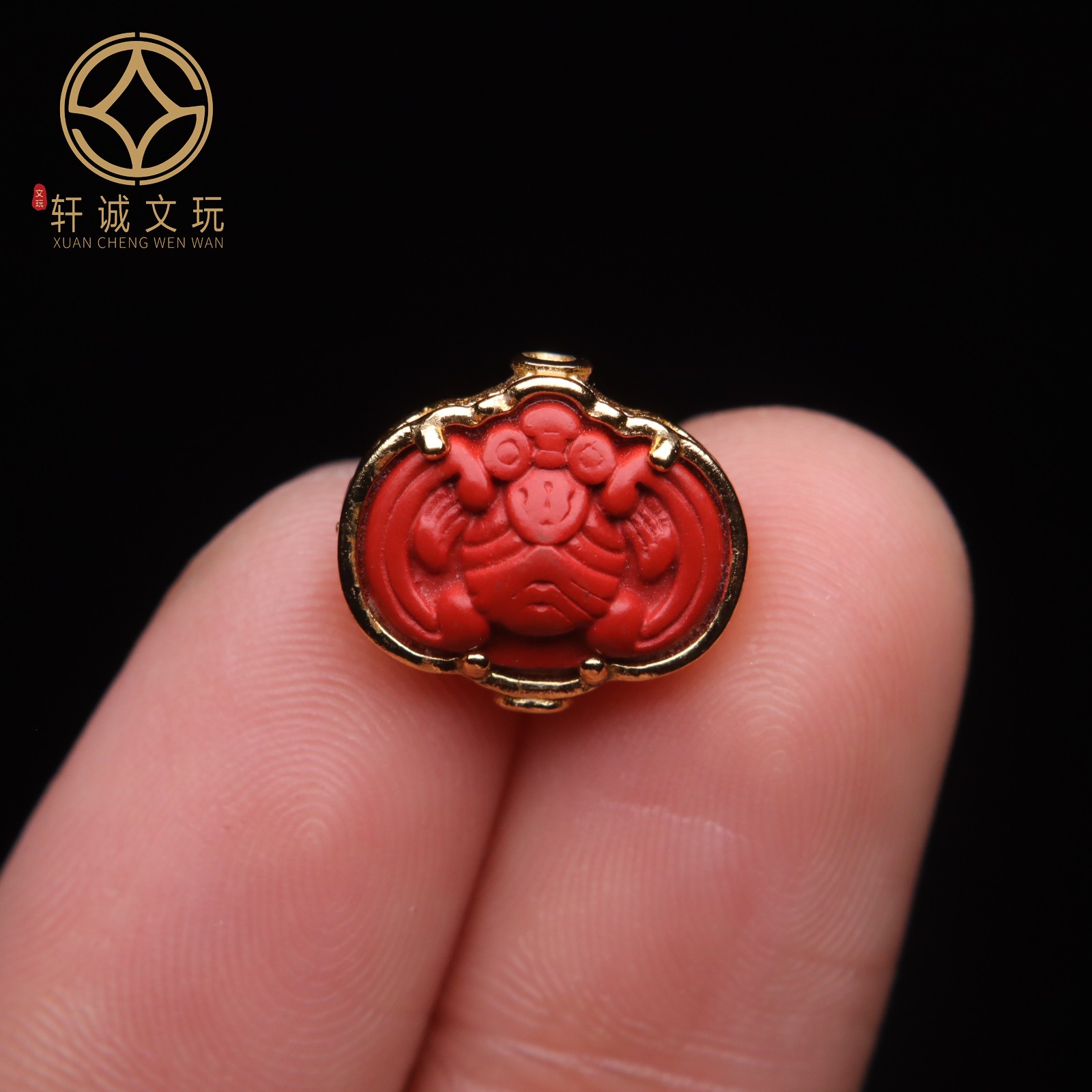 原创银镀金镶嵌天然朱砂蝙蝠如意手串diy文玩108吊坠手链配饰配件