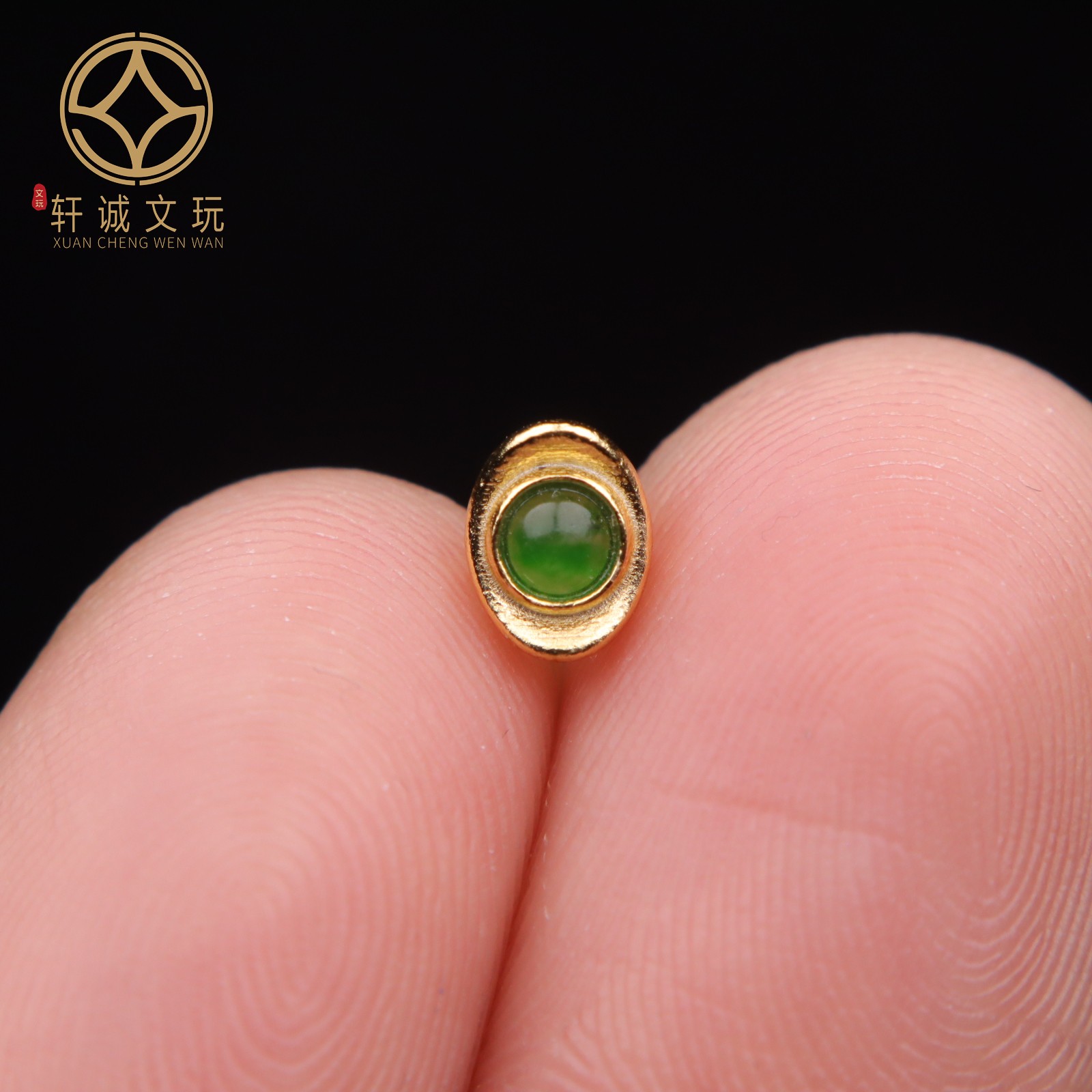 S925纯银镀金元宝翡翠吊坠隔珠危料配件配珠桶珠文玩diy手串配饰