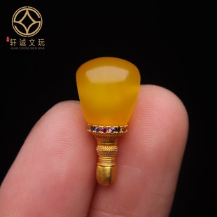 原创925银镀金黄玛瑙三通佛头手串长串diy文玩手链配珠配饰饰品