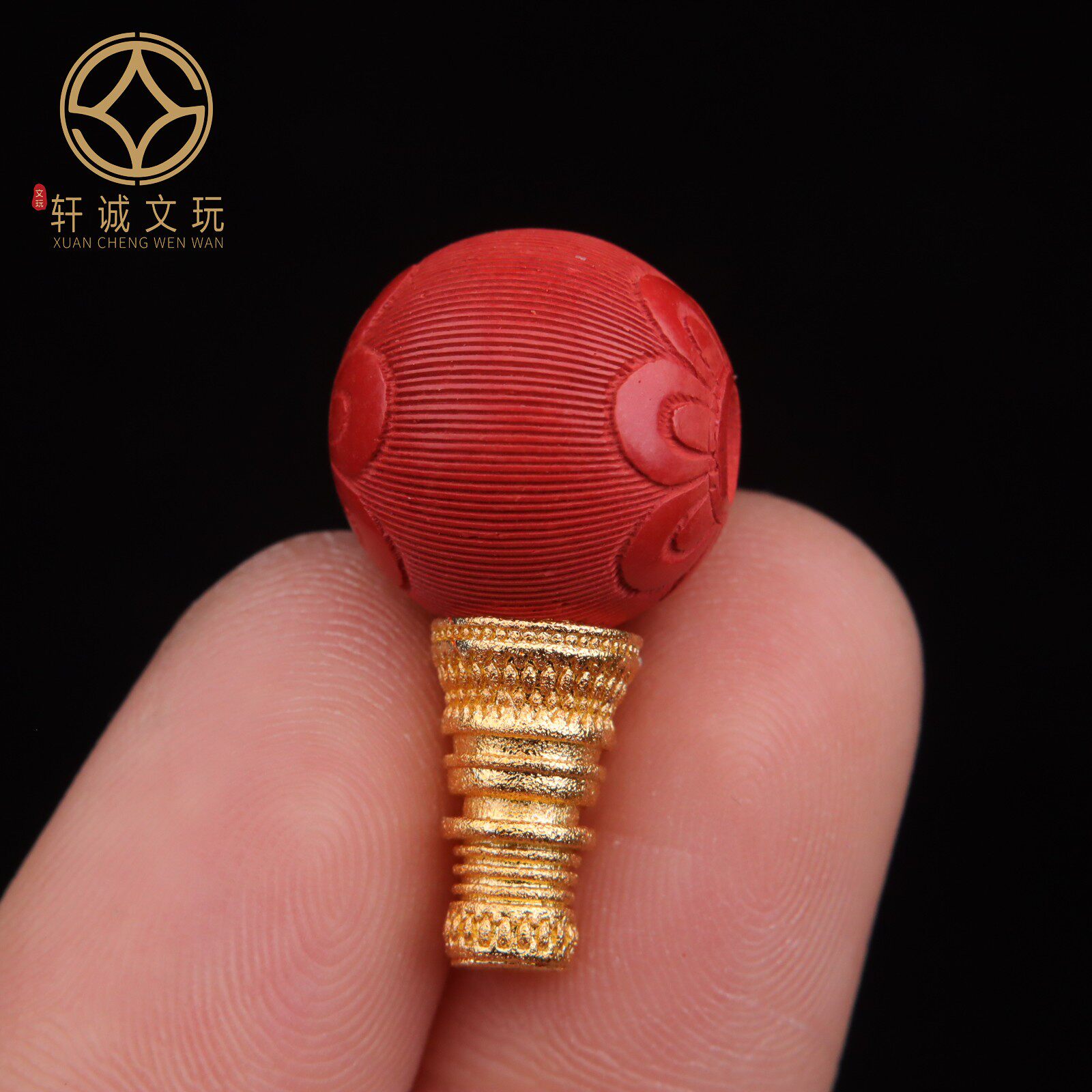古法金朱砂花珠拉丝回纹珠三通佛头散珠配珠手串文玩diy配件配饰
