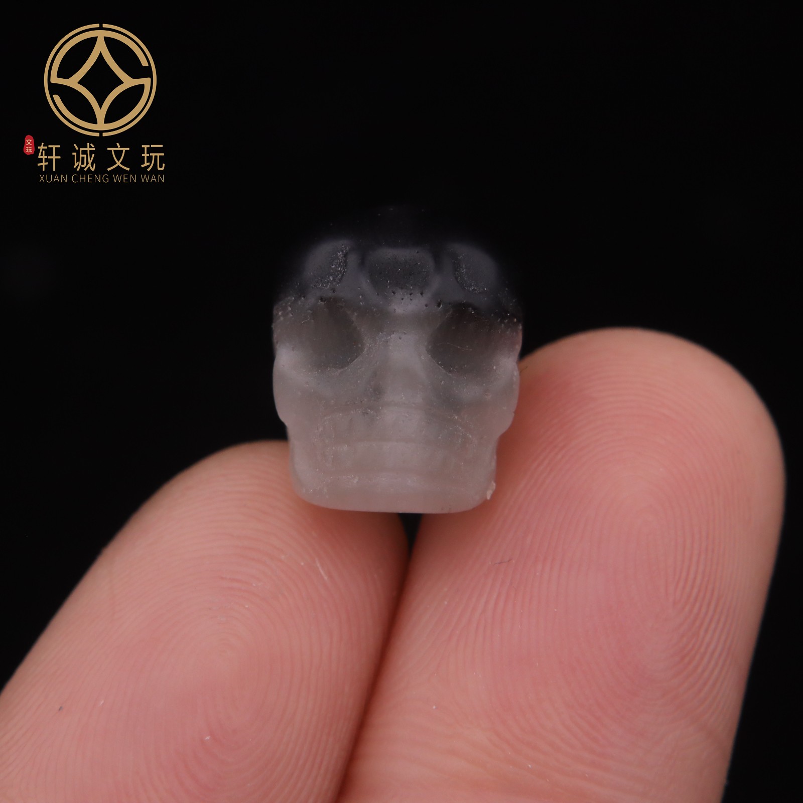 10MM黑玛瑙太极骷髅天然恶灵镶嵌手串手链配珠文玩DIY配饰配件