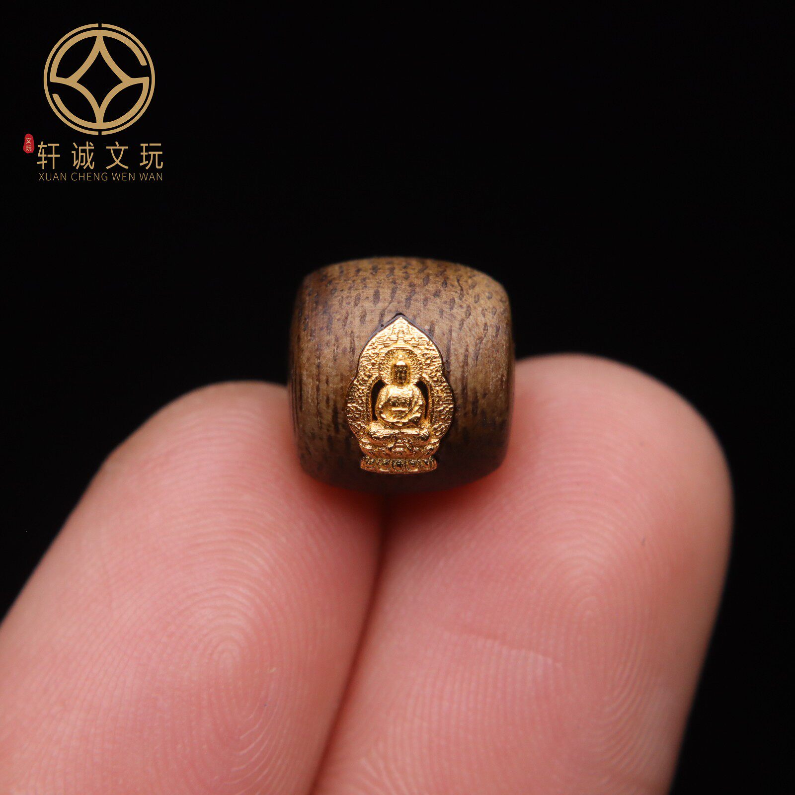 原创古法金银镀金天然沉香木如来佛桶珠镶嵌老型散珠DIY配饰配珠