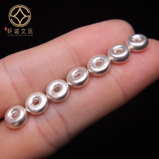 s999纯银隔片平安扣面包圈墩子配饰全套DIY配件佛珠文玩手串配珠