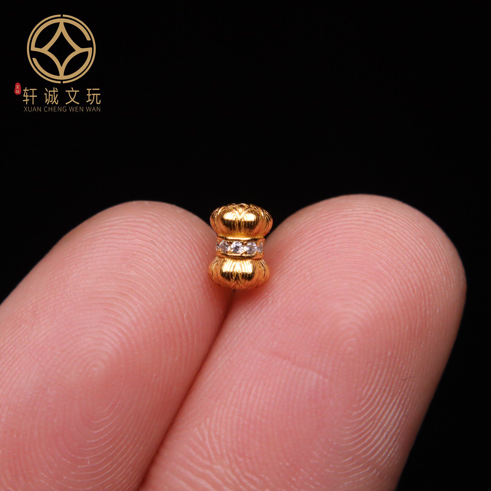 原创925银镀金莲花老型桶珠腰珠隔珠手工串珠编绳diy文玩配饰