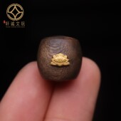原创S925银镀金天然奇楠沉香木镶嵌莲花莲子老型桶珠散珠DIY配饰